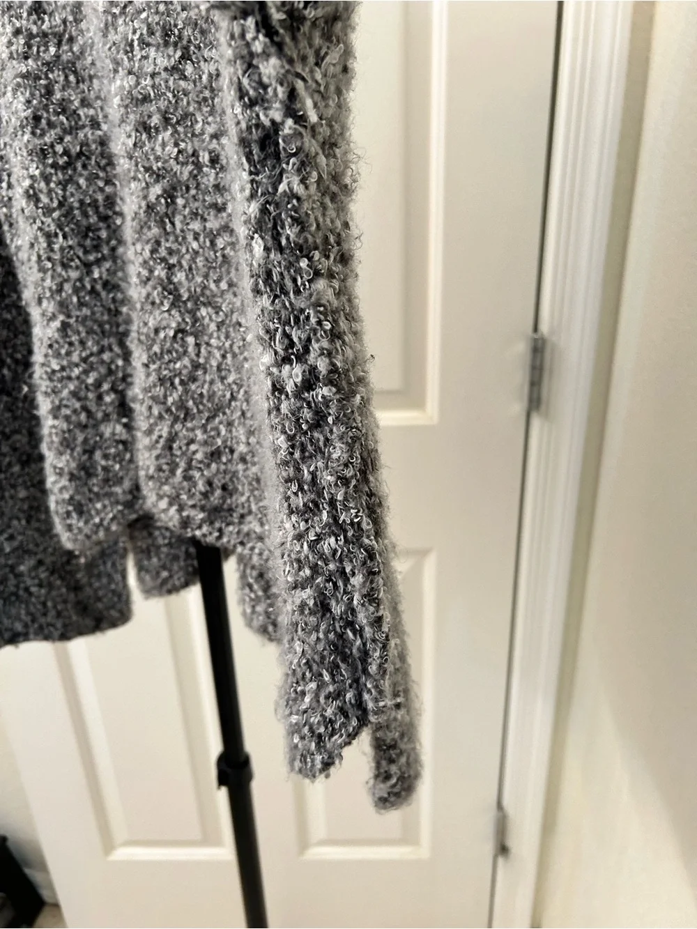 Free People Charcoal Bouclé Crew Sweater